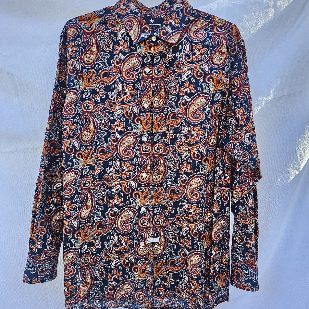 Hart Schaffner Marx Paisley Long Sleeve Dress Shirt